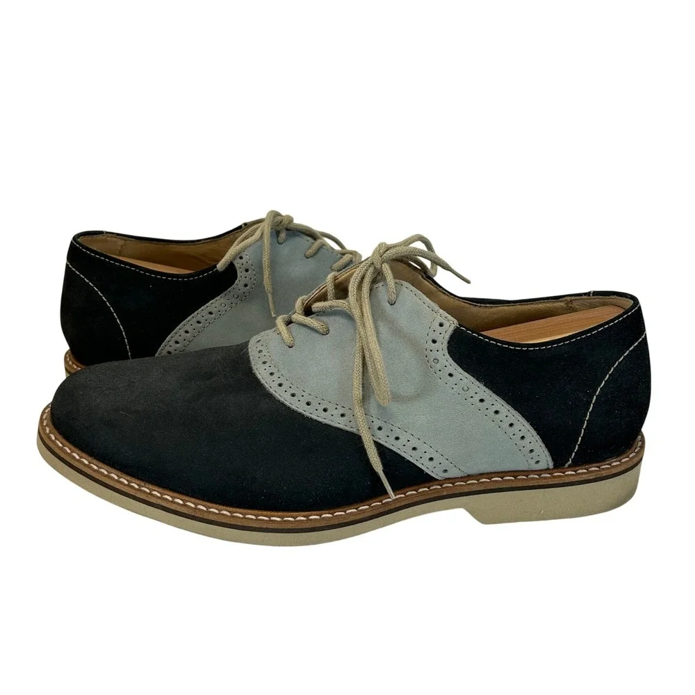 1901 Saddle Up Mens 9.5 M Navy Light Blue Suede Oxford Shoes M23109